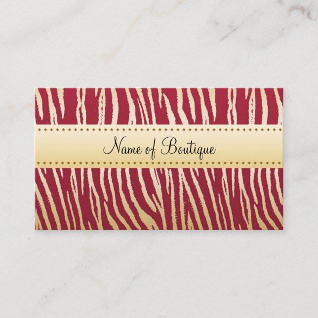 Tarjeta De Visita Red Zebra Gold Boutique (Anverso)