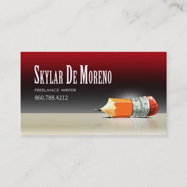 Tarjeta De Visita Redactor 5 del escritor free lance elegante (Anverso)