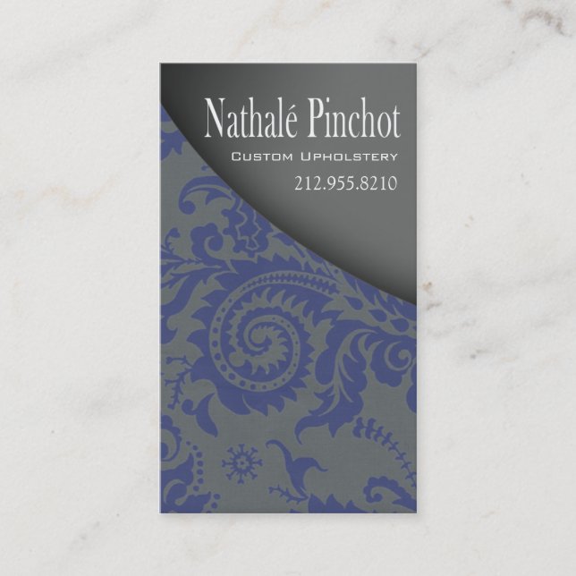 Tarjeta De Visita Redada del damasco - tapicero, diseñador de los (Anverso)