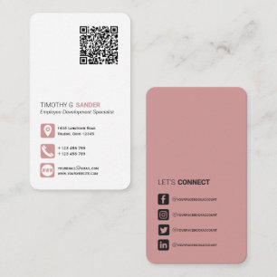 Tarjeta De Visita Redes de código QR simple medios sociales rosado