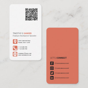 Tarjeta De Visita Redes de código QR simple terracota de medios soc