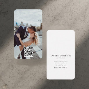 Tarjeta De Visita Redes modernas de fotografía con código QR minimal