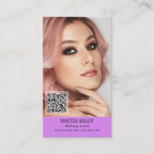 Tarjeta De Visita Redes QR maquillaje de código artista foto vertic