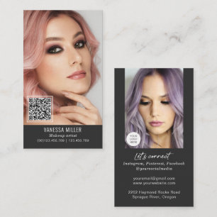 Tarjeta De Visita Redes QR maquillaje de código artista foto vertic