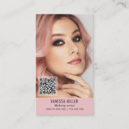 Tarjeta De Visita Redes QR maquillaje de código artista foto vertica