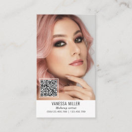 Tarjeta De Visita Redes QR maquillaje de código artista foto vertica
