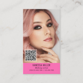 Tarjeta De Visita Redes QR maquillaje de código artista foto vertica
