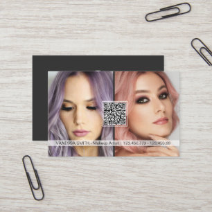 Tarjeta De Visita Redes sociales Código QR foto artista de maquillaj