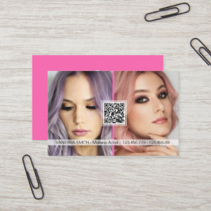 Tarjeta De Visita Redes sociales Código QR foto artista de maquillaj