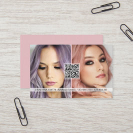 Tarjeta De Visita Redes sociales Código QR foto artista de maquillaj