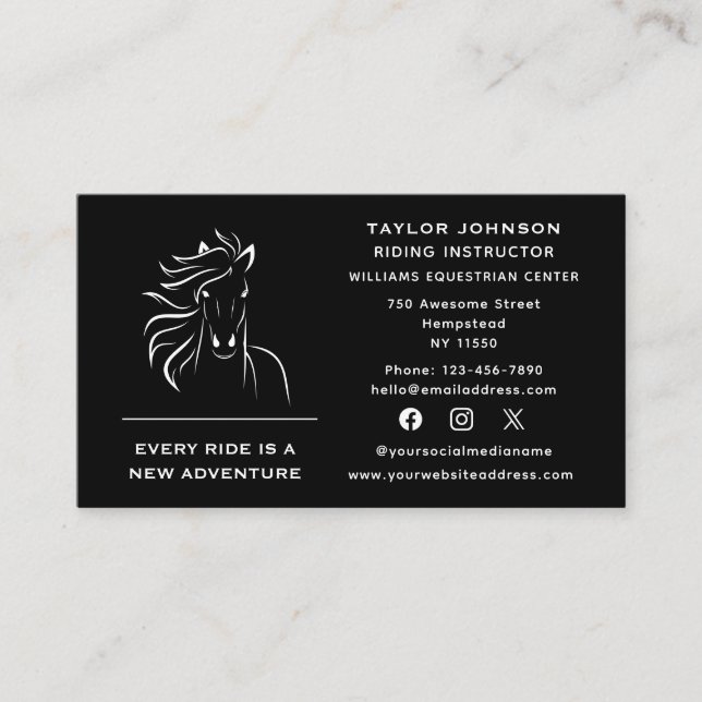 Tarjeta De Visita Redes sociales Formación ecuestre de caballos (Anverso)