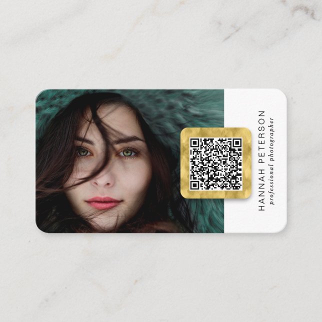 Tarjeta De Visita Redes sociales modernas, código QR Foto (Anverso)