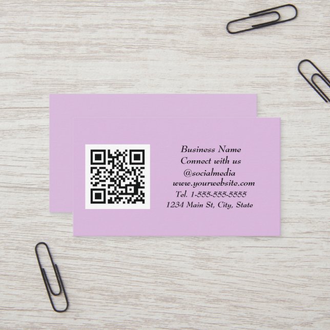 Tarjeta De Visita Redes sociales QR Código Lilac morado escaneado (Anverso/Reverso In Situ)