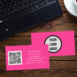 Tarjeta De Visita Redes sociales QR Código Magenta rosa escaneado