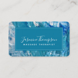 Tarjeta de visita redonda de arte Verde azulado co