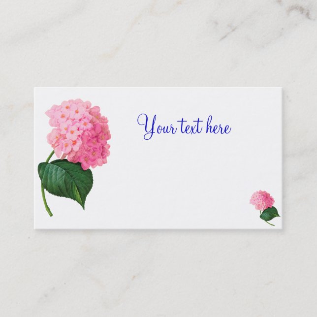 Tarjeta De Visita Redoute Pink Hydrangea Business Cards (Anverso)