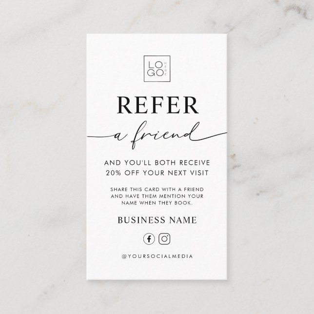 Tarjeta De Visita Refer A Friend Business Editable Referral Card (Anverso)