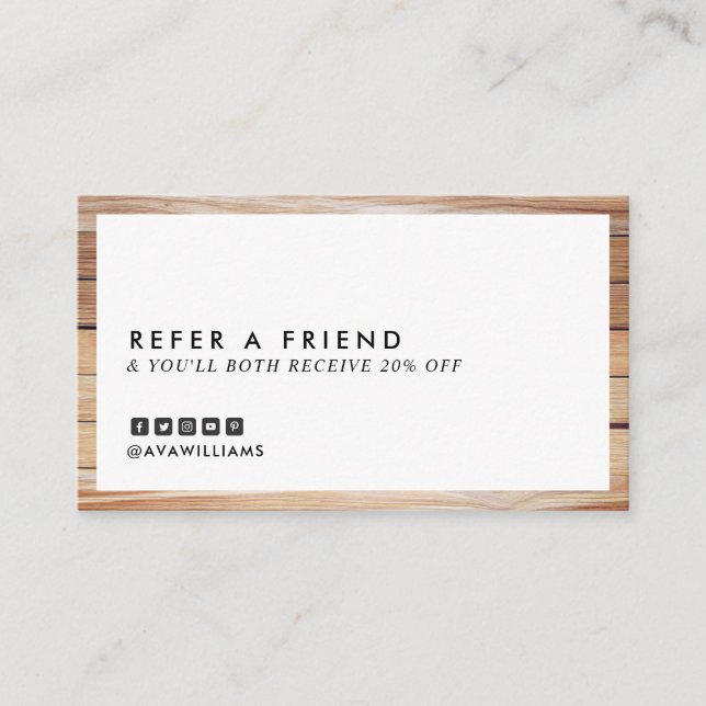 Tarjeta De Visita Referencia de diseño moderno de madera lujosa (Anverso)