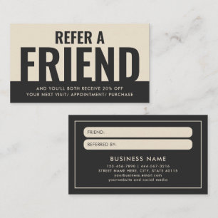 Tarjeta De Visita Referencias a una remisión de un amigo modernas, a