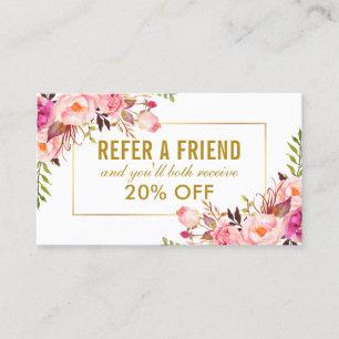 Tarjeta De Visita Referencias Elegantes con marco dorado color rosa