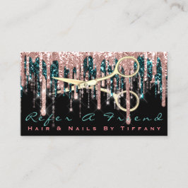 Tarjeta De Visita Refiérase A Un Amigo Las Tijeras De La Peluquería