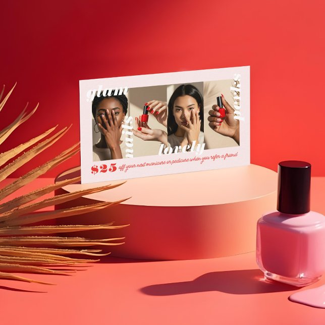 Tarjeta De Visita Refiérase A Una Referencia De Collage de fotos Neg (Refer A Friend Modern Bold Photo Collage Referral Business Card)