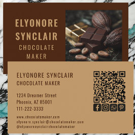Tarjeta De Visita Refined Brown Chocolate Maker Photo Social QR Code