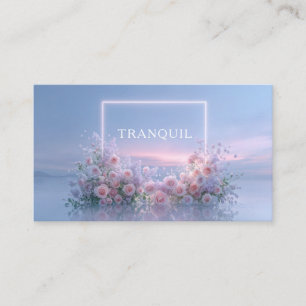 Tarjeta De Visita Reflejo Acuático Floral Rosa Rubor Romántico