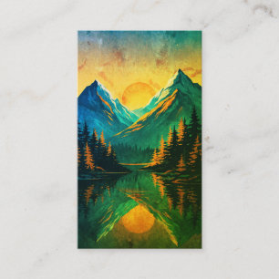 Tarjeta De Visita Reflejo de la puesta de sol en la montaña Cielo na