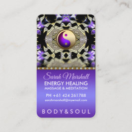Tarjeta De Visita Reflexión Purple Gold Mandala Curación Holística