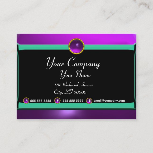 Tarjeta De Visita REFLEXIONES 2 AMETHYST monograma verde morado (Anverso)