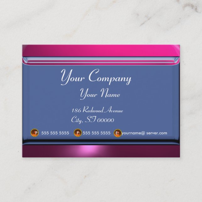 Tarjeta De Visita REFLEXIONES 2 AMETHYST monogramo morado azul blanc (Anverso)