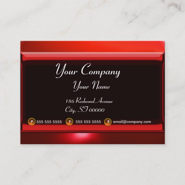 Tarjeta De Visita REFLEXIONES 2 RUBY monograma blanco rojo negro (Anverso)