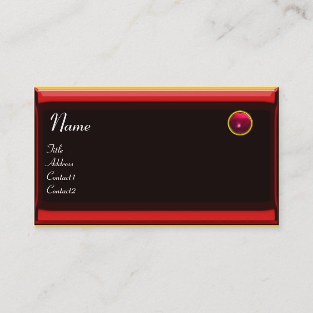 Tarjeta De Visita REFLEXIONES 2 RUBY monograma rosa rojo negro (Anverso)