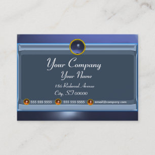 Tarjeta De Visita REFLEXIONES 2 TOPAZ monograma azul blanco