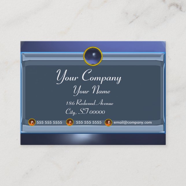 Tarjeta De Visita REFLEXIONES 2 TOPAZ monograma azul blanco (Anverso)