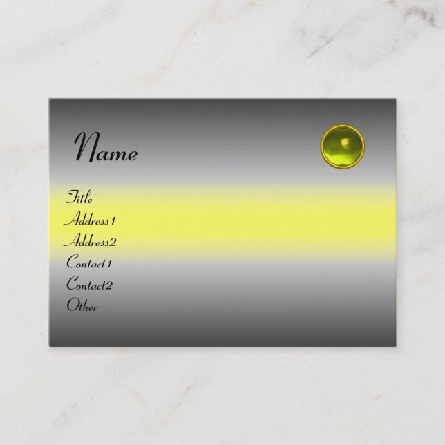 Tarjeta De Visita REFLEXIONES A TOPAZ MONOGRAMA, amarillo blanco gri (Anverso)