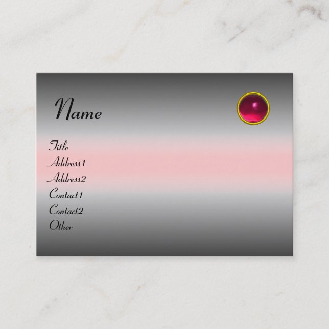 Tarjeta De Visita REFLEXIONES RUBY MONOGRAM, rosa gris y blanco (Anverso)