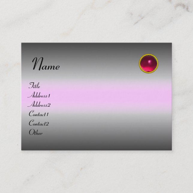 Tarjeta De Visita REFLEXIONES RUBY MONOGRAM, rosa gris y blanco (Anverso)