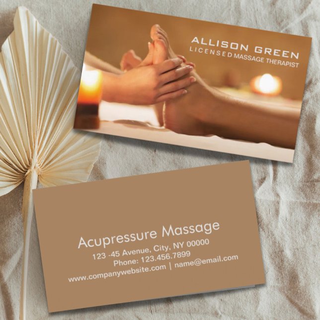 Tarjeta De Visita Reflexología Acupresión Foot Masajista (Reflexology Acupressure Foot Massage therapist Business Card)