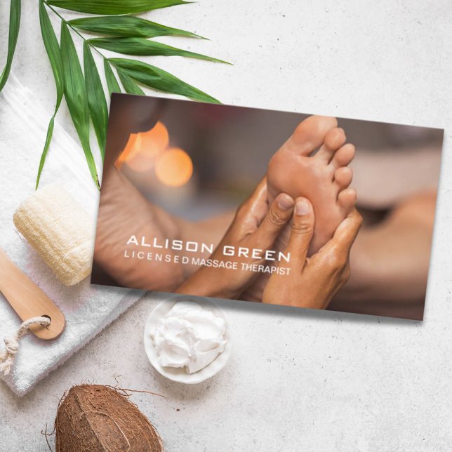 Tarjeta De Visita Reflexología Acupresión Foot Masajista (Reflexology Acupressure Foot Massage therapist Business Card)
