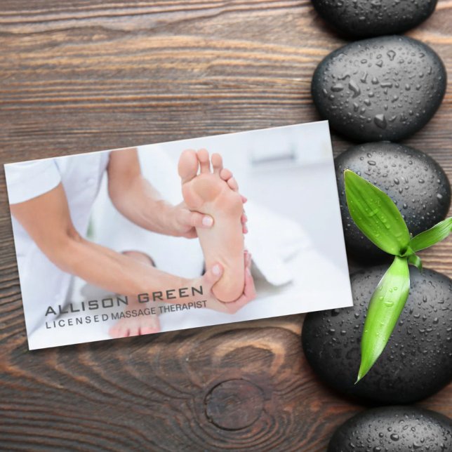 Tarjeta De Visita Reflexología Acupresión Foot Masajista (Reflexology Acupressure Foot Massage therapist Business Card)