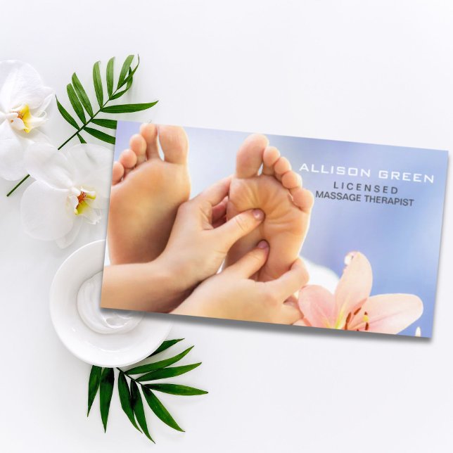 Tarjeta De Visita Reflexología Acupresión Foot Masajista (Reflexology Acupressure Foot Massage therapist Business Card)