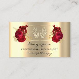 Tarjeta De Visita Reflexología del masaje Reiki Hands Frane Gold QR