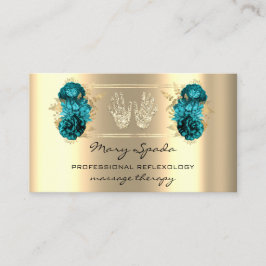 Tarjeta De Visita Reflexología del masaje Reiki Manos Faux Gold QR V