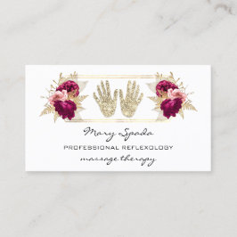 Tarjeta De Visita Reflexología del masaje Reiki manos Oro Código QR 