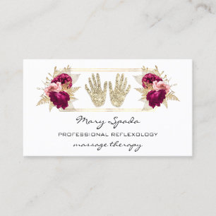 Tarjeta De Visita Reflexología del masaje Reiki manos Oro Código QR 