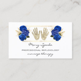 Tarjeta De Visita Reflexología del masaje Reiki manos Oro QRCode Bla