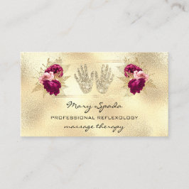 Tarjeta De Visita Reflexología del masaje Reiki manos Oro QRCode Wre