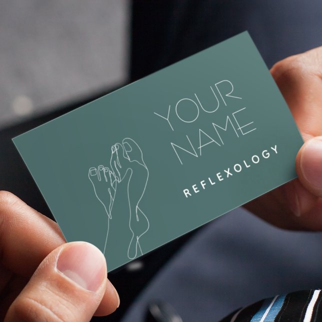 Tarjeta De Visita Reflexología Masaje Terapia Pies Línea Arte Olivo (Subido por el creador)